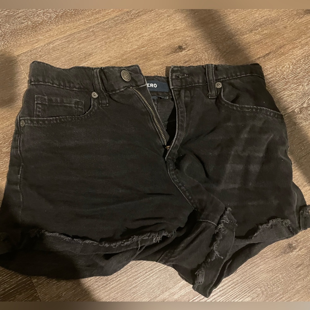 Aero Black Denim Shorts